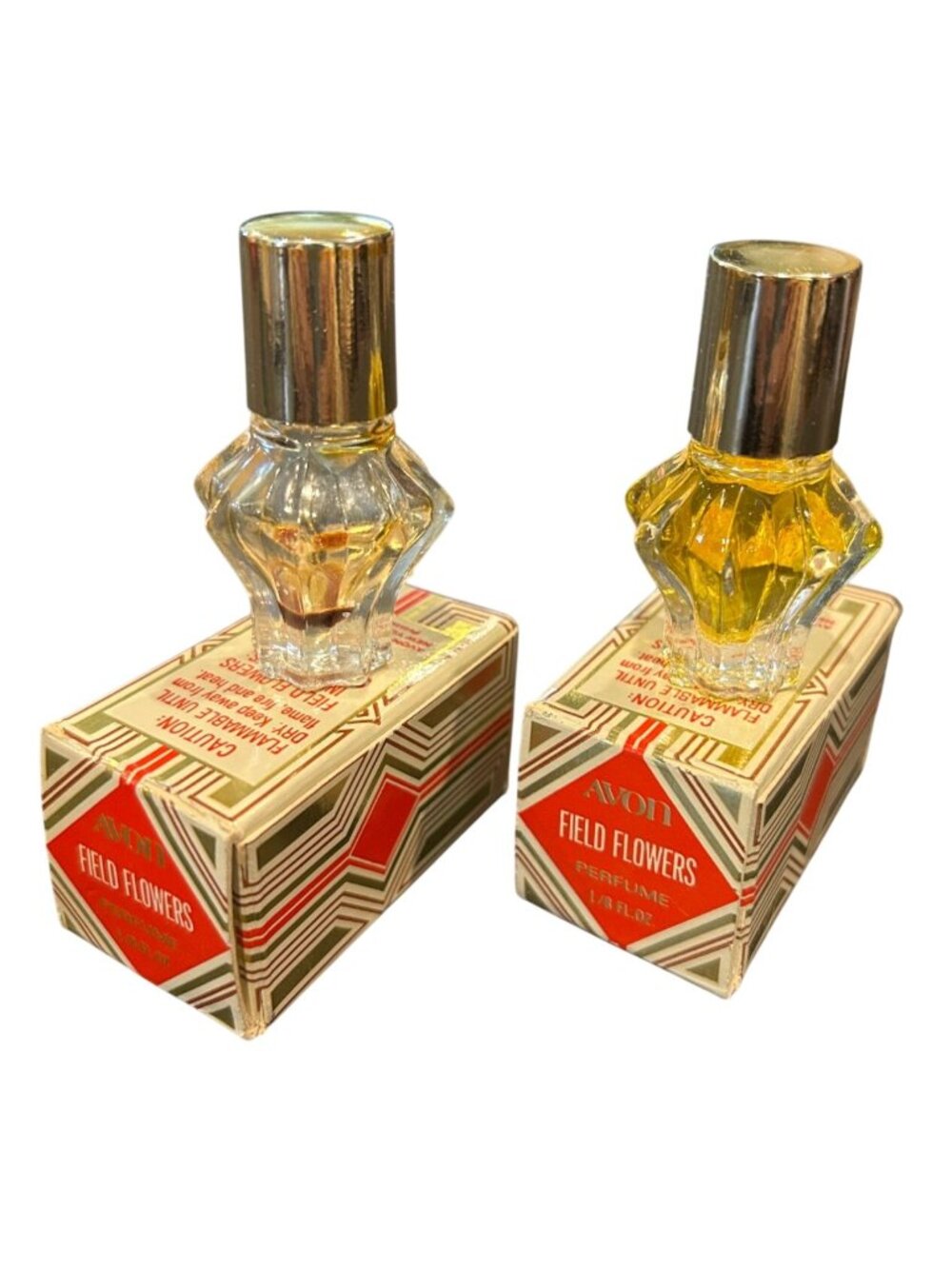 Vintage Avon Field of Flowers Perfume + Collectible Bottle in Boxes 1/8 fl. oz.